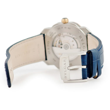 腕時計 ブルガリ BVLGARI オクト ローマ 103205 OCP41SG 自動巻き メンズ 新品同様 K18PG×SS コンビ ブルー デイト 八角形