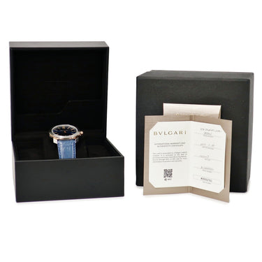 腕時計 ブルガリ BVLGARI オクト ローマ 103205 OCP41SG 自動巻き メンズ 新品同様 K18PG×SS コンビ ブルー デイト 八角形