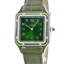 腕時計 カルティエ Cartier サントス デュモン LM ラッカー WGSA0096 手巻き メンズ Pt950無垢 角型 オリーブ グリーン 限定