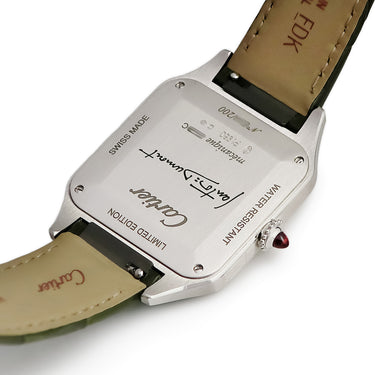 腕時計 カルティエ Cartier サントス デュモン LM ラッカー WGSA0096 手巻き メンズ Pt950無垢 角型 オリーブ グリーン 限定