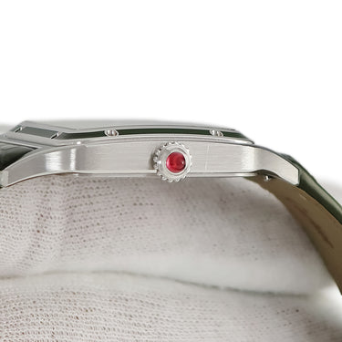 腕時計 カルティエ Cartier サントス デュモン LM ラッカー WGSA0096 手巻き メンズ Pt950無垢 角型 オリーブ グリーン 限定