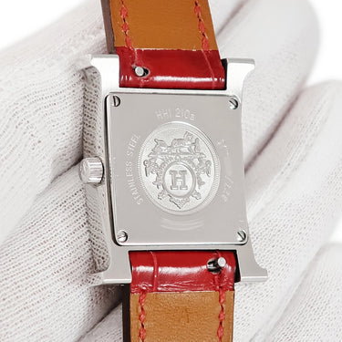 腕時計 エルメス HERMES Hウォッチ PM HH1.210a クオーツ レディース H型 ホワイト アラビア スクエア 純正ダイヤ スモールモデル