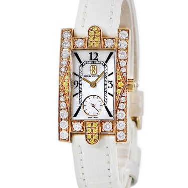 腕時計 ハリーウィンストン Harry Winston アヴェニュー オーロラ 310/LQGL.MA03 クオーツ レディース K18YG無垢 純正ダイヤ＆サファイア