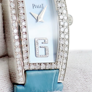 腕時計 ピアジェ PIAGET ライムライト G0A26056 クオーツ レディース K18WG無垢 純正ダイヤ ブルー シェル アラビア