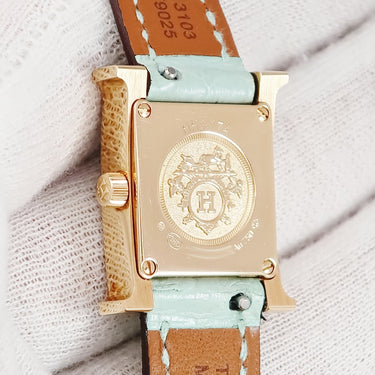 腕時計 エルメス HERMES Hウォッチ TPM HH1.174 クオーツ レディース K18PG無垢 純正ダイヤ アマゾナイト H型