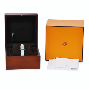 腕時計 エルメス HERMES Hウォッチ TPM HH1.174 クオーツ レディース K18PG無垢 純正ダイヤ アマゾナイト H型