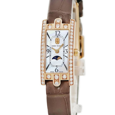 腕時計 ハリーウィンストン Harry Winston アヴェニュー C ミニ ムーンフェイズ AVCQMP16RR001 クオーツ レディース K18RG無垢 純正ダイヤ