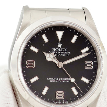腕時計 ロレックス ROLEX エクスプローラー 1 14270 E番 自動巻き メンズ E番 ブラックアウト シルバーレター トリチウム