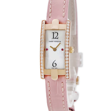 腕時計 ハリーウィンストン Harry Winston アヴェニュー C ミニ 332LQR クオーツ レディース K18RG無垢 純正ダイヤ サファイア シェル