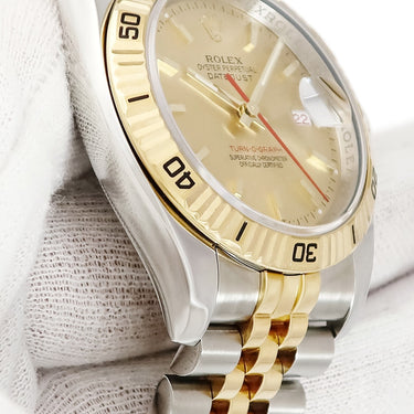 腕時計 ロレックス ROLEX デイトジャスト ターノグラフ 116263 F番 自動巻き メンズ F番 K18YG×SS コンビ シャンパン バー 回転ベゼル