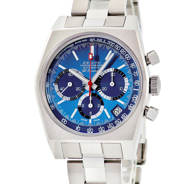 腕時計 ゼニス ZENITH クロノマスター リバイバル エアウェイト カバーガール 95.A3818.400/51.M3818 自動巻き メンズ ブルー 限定