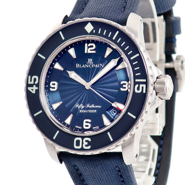 腕時計 ブランパン BLANCPAIN フィフティ ファゾムス 5015D-1140-52B 自動巻き メンズ ブルー ダイバーズ デイト ギョウシェ