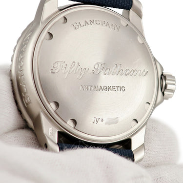 腕時計 ブランパン BLANCPAIN フィフティ ファゾムス 5015D-1140-52B 自動巻き メンズ ブルー ダイバーズ デイト ギョウシェ