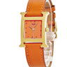 腕時計 エルメス HERMES Hウォッチ PM HH1.201 クオーツ レディース イエローGP オレンジ 2針 アラビア H型 スクエア