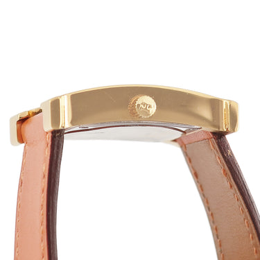 腕時計 エルメス HERMES Hウォッチ PM HH1.201 クオーツ レディース イエローGP オレンジ 2針 アラビア H型 スクエア