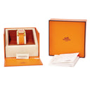 腕時計 エルメス HERMES Hウォッチ PM HH1.201 クオーツ レディース イエローGP オレンジ 2針 アラビア H型 スクエア