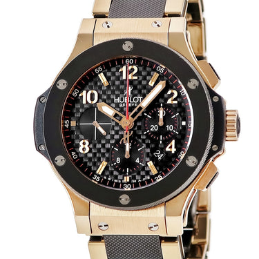 腕時計 ウブロ HUBLOT ビッグバン ゴールド セラミック 301.PB.131.PB 自動巻き メンズ K18RG無垢 クロノグラフ ブラック