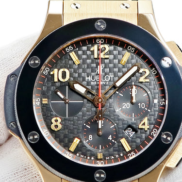 腕時計 ウブロ HUBLOT ビッグバン ゴールド セラミック 301.PB.131.PB 自動巻き メンズ K18RG無垢 クロノグラフ ブラック