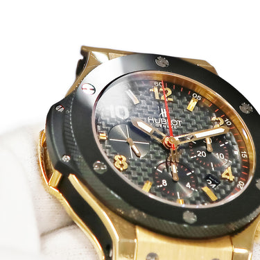 腕時計 ウブロ HUBLOT ビッグバン ゴールド セラミック 301.PB.131.PB 自動巻き メンズ K18RG無垢 クロノグラフ ブラック