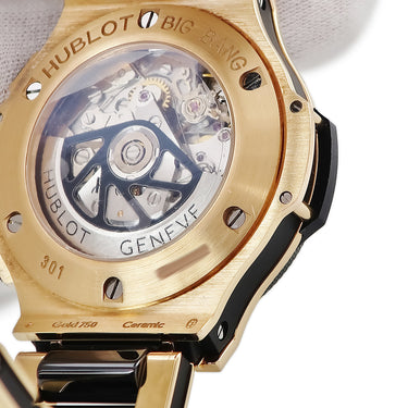 腕時計 ウブロ HUBLOT ビッグバン ゴールド セラミック 301.PB.131.PB 自動巻き メンズ K18RG無垢 クロノグラフ ブラック