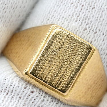 ノンブランド NON BRAND 印台リング イエローゴールド K18YG リング 指輪 スクエア 長角 18K 750YG 14.5号