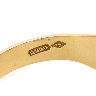 ノンブランド NON BRAND 印台リング イエローゴールド K18YG リング 指輪 スクエア 長角 18K 750YG 14.5号