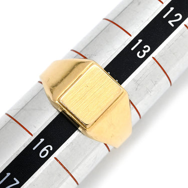 ノンブランド NON BRAND 印台リング イエローゴールド K18YG リング 指輪 スクエア 長角 18K 750YG 14.5号