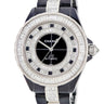 腕時計 シャネル CHANEL J12 42mm オートマティック H7418 自動巻き メンズ OH済 ブラック ダイヤ バゲットカット セラミック