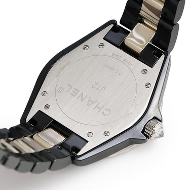 腕時計 シャネル CHANEL J12 42mm オートマティック H7418 自動巻き メンズ OH済 ブラック ダイヤ バゲットカット セラミック