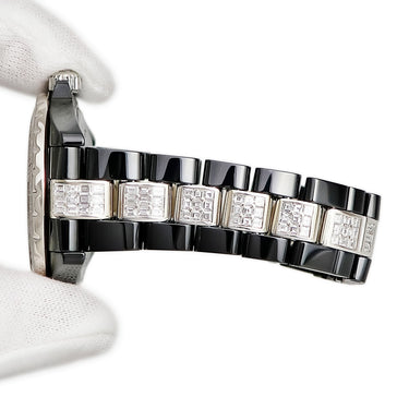腕時計 シャネル CHANEL J12 42mm オートマティック H7418 自動巻き メンズ OH済 ブラック ダイヤ バゲットカット セラミック