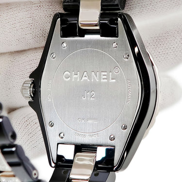 腕時計 シャネル CHANEL J12 42mm オートマティック H7418 自動巻き メンズ OH済 ブラック ダイヤ バゲットカット セラミック