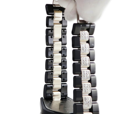 腕時計 シャネル CHANEL J12 42mm オートマティック H7418 自動巻き メンズ OH済 ブラック ダイヤ バゲットカット セラミック