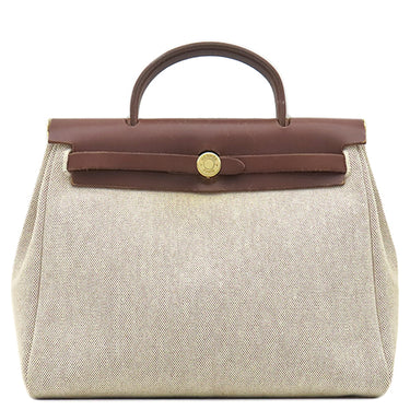 エルメス HERMES エールバッグPM 31 ナチュラル×ブラウン トワルアッシュ トワルミリタリー ヴァッシュハンター 2WAYバッグ シルバー金具 茶