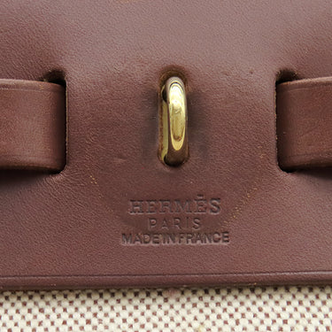 エルメス HERMES エールバッグPM 31 ナチュラル×ブラウン トワルアッシュ トワルミリタリー ヴァッシュハンター 2WAYバッグ シルバー金具 茶