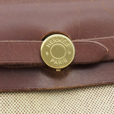 エルメス HERMES エールバッグPM 31 ナチュラル×ブラウン トワルアッシュ トワルミリタリー ヴァッシュハンター 2WAYバッグ シルバー金具 茶