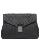 ボッテガヴェネタ BOTTEGA VENETA イントレチャート クラッチバッグ 630233 ブラック レザー セカンドバッグ シルバー金具 クラッチバッグ ドキュメントホルダー