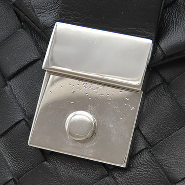 ボッテガヴェネタ BOTTEGA VENETA イントレチャート クラッチバッグ 630233 ブラック レザー セカンドバッグ シルバー金具 クラッチバッグ ドキュメントホルダー