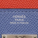 エルメス HERMES ケリーウォレット ヴェルソ ブルーブライトン×カプシーヌ ヴォーエプソン 長財布 シルバー金具 青 オレンジ バイカラー
