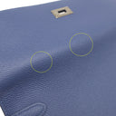 エルメス HERMES ケリーウォレット ヴェルソ ブルーブライトン×カプシーヌ ヴォーエプソン 長財布 シルバー金具 青 オレンジ バイカラー