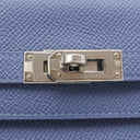エルメス HERMES ケリーウォレット ヴェルソ ブルーブライトン×カプシーヌ ヴォーエプソン 長財布 シルバー金具 青 オレンジ バイカラー