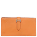 エルメス HERMES ベアンスフレ オレンジ シェーブル 長財布 シルバー金具 二つ折り財布