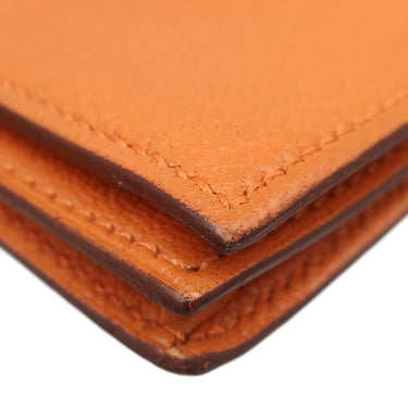 エルメス HERMES ベアンスフレ オレンジ シェーブル 長財布 シルバー金具 二つ折り財布