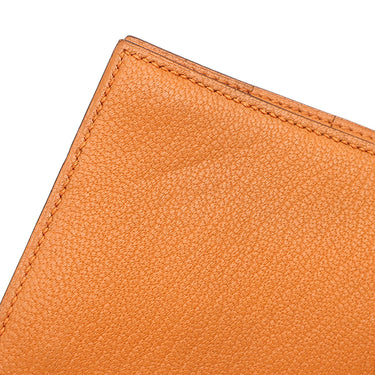 エルメス HERMES ベアンスフレ オレンジ シェーブル 長財布 シルバー金具 二つ折り財布