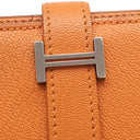 エルメス HERMES ベアンスフレ オレンジ シェーブル 長財布 シルバー金具 二つ折り財布