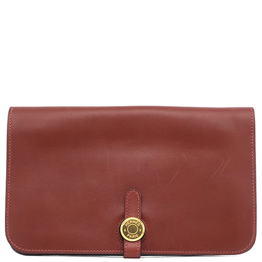 エルメス HERMES ドゴンデュオ ドゴンGM ルージュアッシュ ヴォーガリバー 長財布 ゴールド金具 赤