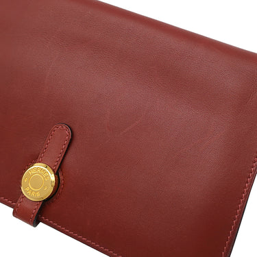 エルメス HERMES ドゴンデュオ ドゴンGM ルージュアッシュ ヴォーガリバー 長財布 ゴールド金具 赤