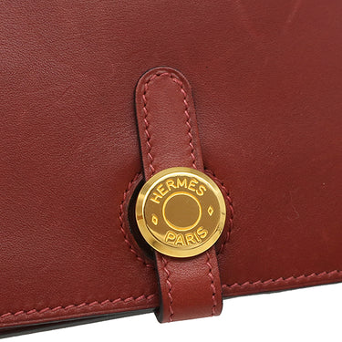 エルメス HERMES ドゴンデュオ ドゴンGM ルージュアッシュ ヴォーガリバー 長財布 ゴールド金具 赤