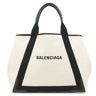 バレンシアガ BALENCIAGA ネイビーカバス M 339936 ナチュラル×ブラック キャンバス レザー トートバッグ アイボリー 黒