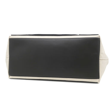 バレンシアガ BALENCIAGA ネイビーカバス M 339936 ナチュラル×ブラック キャンバス レザー トートバッグ アイボリー 黒