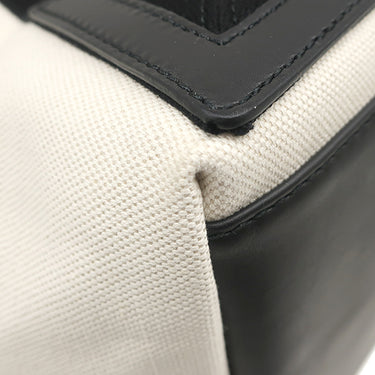 バレンシアガ BALENCIAGA ネイビーカバス M 339936 ナチュラル×ブラック キャンバス レザー トートバッグ アイボリー 黒